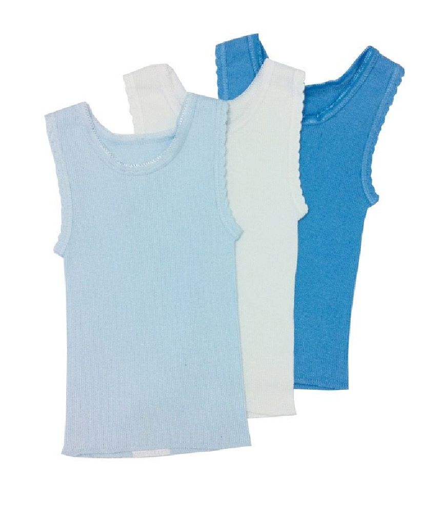 4Baby 3 Pack Singlet Cotton Blue | Singlets | Baby Bunting AU