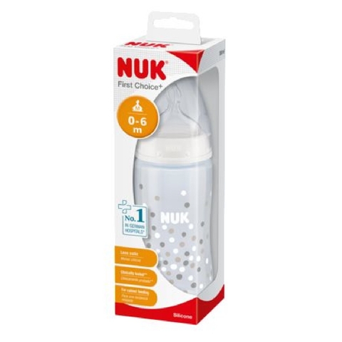 NUK First Choice Plus Bottle - 300ml - 0-6 Months - White image 0 Large Image