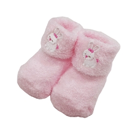 Playette Chenille Bootie Girls Pink 0-3M 2 Pack