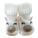 Playette Novelty Bootie Socks Bear White 0-6M image 0