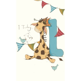 Henderson Greetings Card Age 1 Boy Giraffe & Number