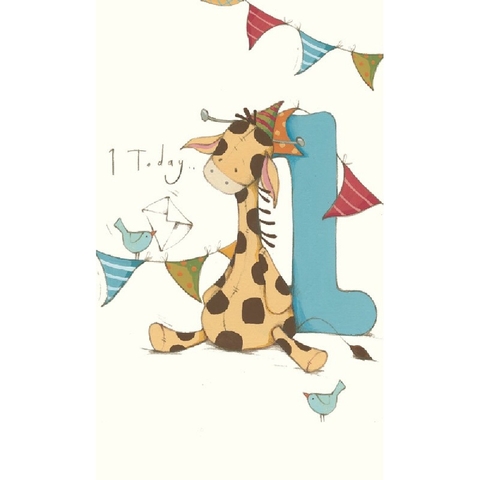 Henderson Greetings Card Age 1 Boy Giraffe & Number image 0 Large Image
