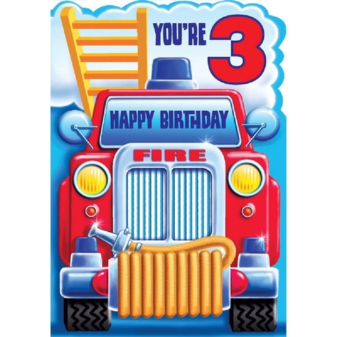 Henderson Greetings Card Age 3 Boy Fire Engine image 0 Large Image