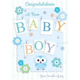 Henderson Greetings Card Baby Boy Letters Pegged On Line