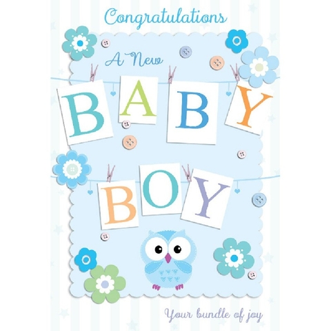 Henderson Greetings Card Baby Boy Letters Pegged On Line image 0 Large Image