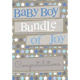 Henderson Greetings Card Baby Boy Blue And White Stars