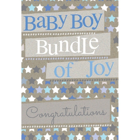 Henderson Greetings Card Baby Boy Blue And White Stars image 0 Large Image