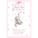 Henderson Greetings Card Baby Girl In Touch Teddy Sitting In Moon image 0