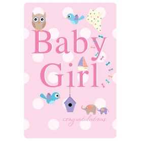 Henderson Greetings Card Baby Girl Owl Birds Elephants