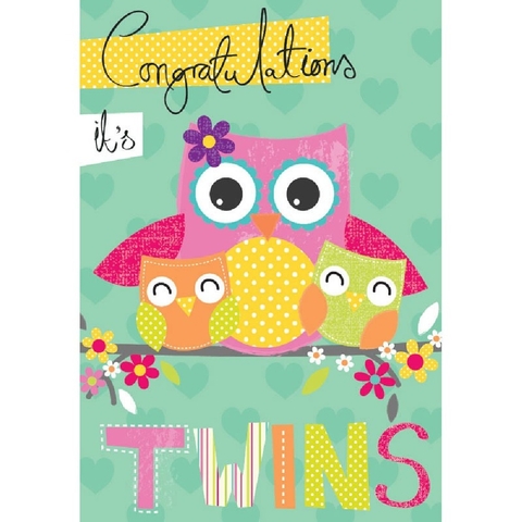 Henderson Greetings Card Baby Twins Mum Owl With Baby Twin Owls image 0 Large Image