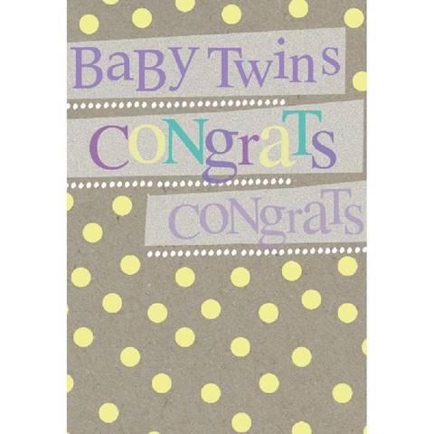 Henderson Greetings Card Baby Twins Typogrpahic Twins image 0 Large Image