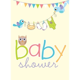 Henderson Greetings Gift Card Baby Shower Birds & Clothes On Line