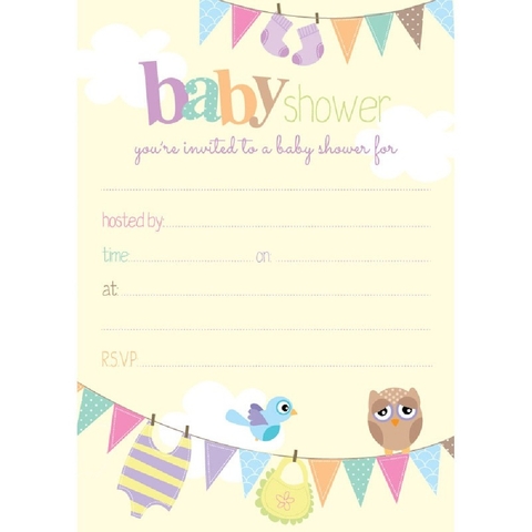 Henderson Greetings Baby Shower Invite Owl image 0 Large Image