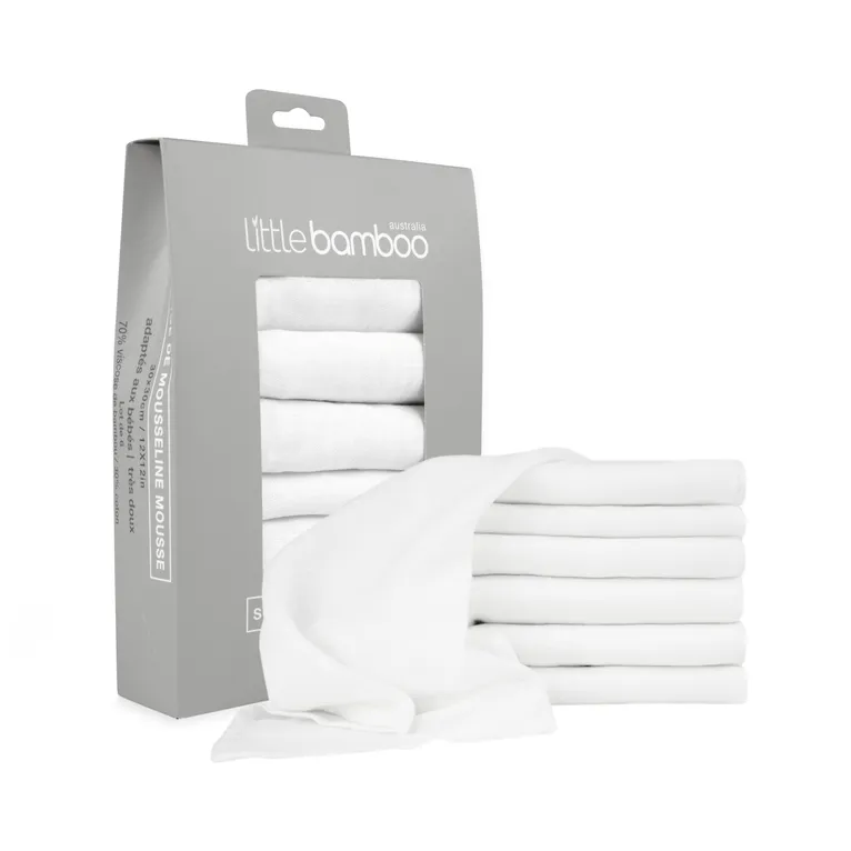 Little Bamboo Muslin Washer 6 Pack Natural
