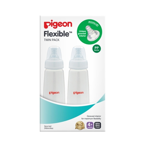 Pigeon Slim Neck PP Bottle with Flexible Peristaltic Teat - 240ml - 2 Pack image 0 Large Image