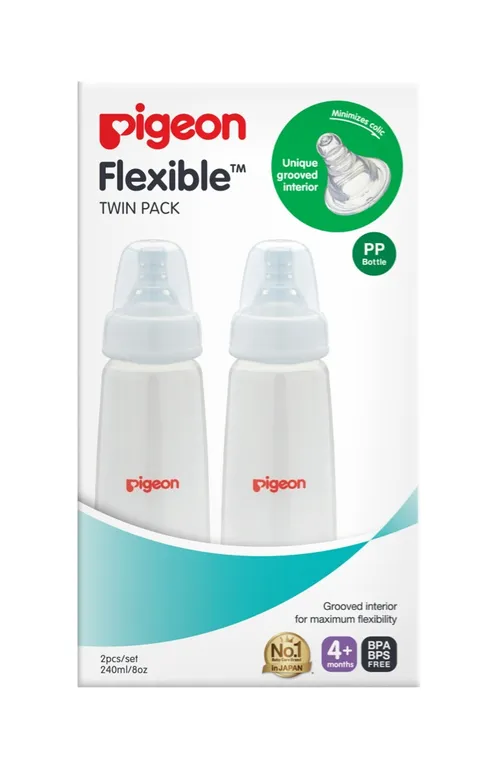Pigeon Slim Neck PP Bottle with Flexible Peristaltic Teat 240ml