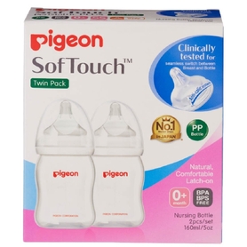 Pigeon Wide Neck PP Bottle with SofTouch Peristaltic Plus Teat - 160ml - 2 Pack