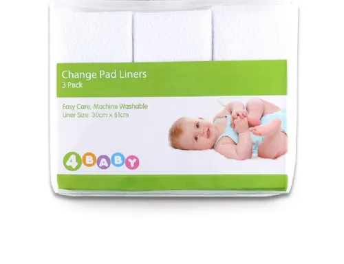 4Baby Change Pad Liner White 3 Pack | Baby Bunting NZ