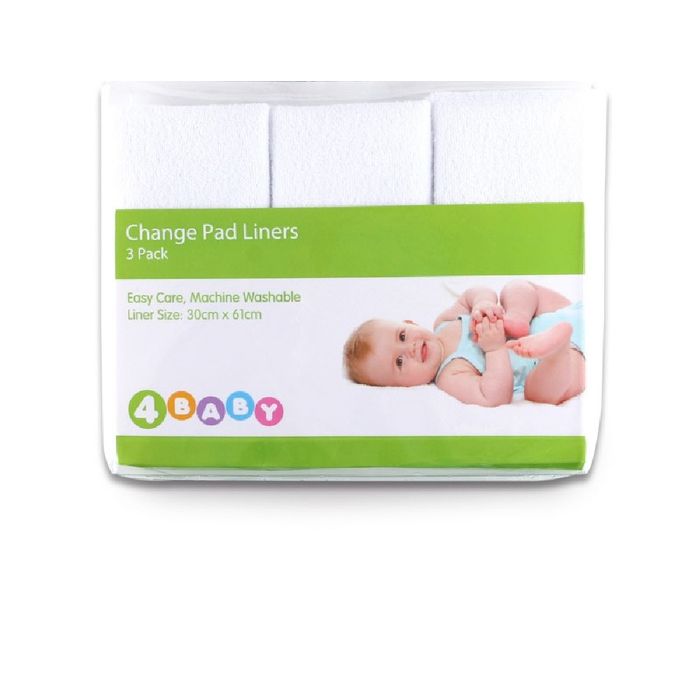 4Baby Change Pad Liner White 3 Pack, Covers