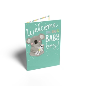 Henderson Greetings Card Baby Boy Owl Boat Kite