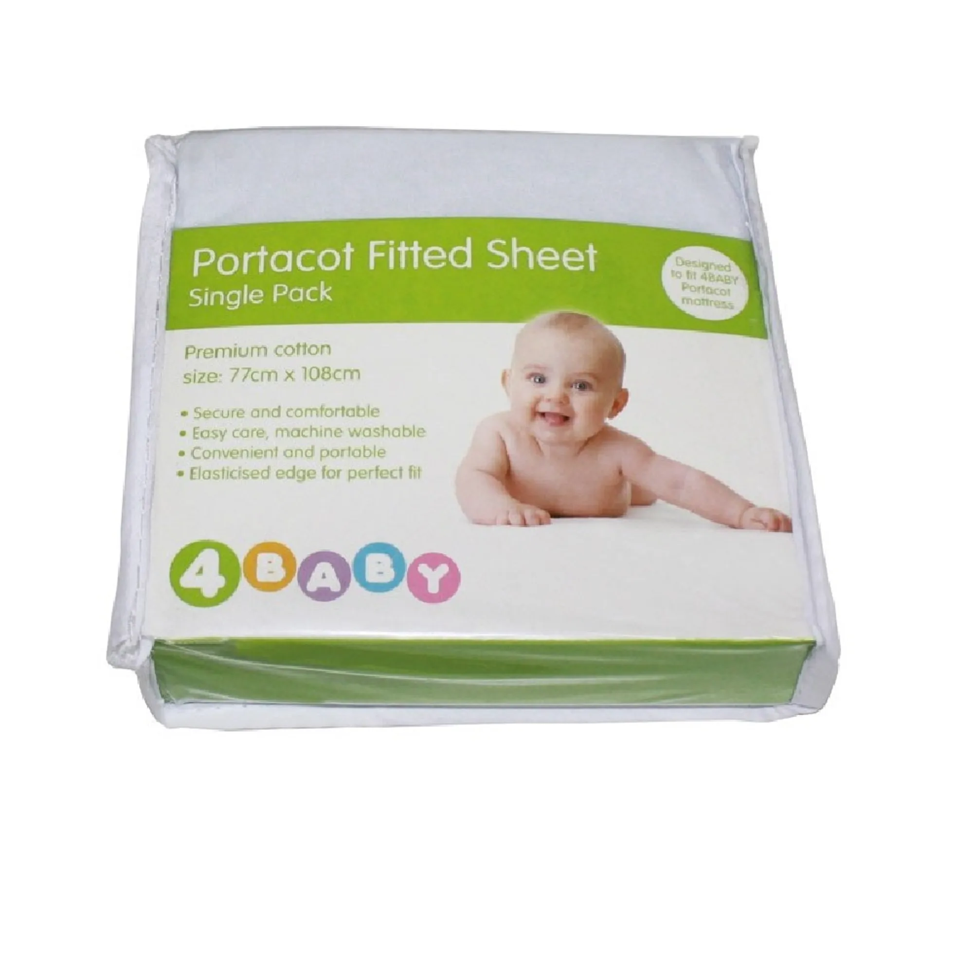 4Baby Portacot Sheet Plain White