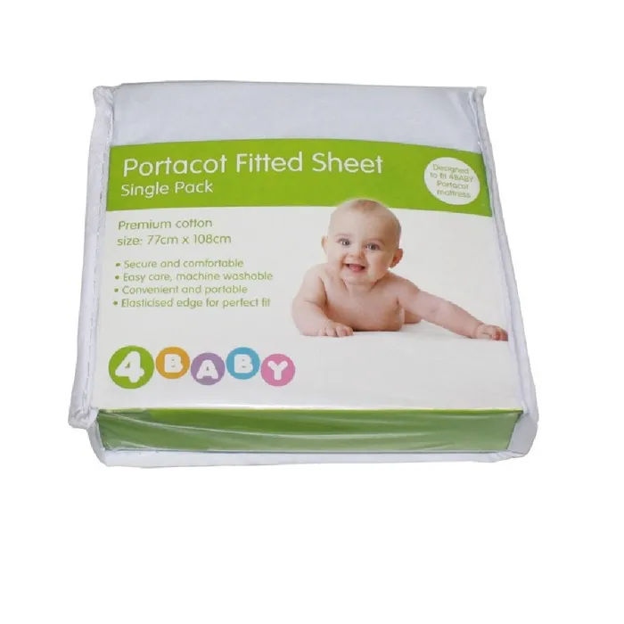 4Baby Portacot Sheet Plain White