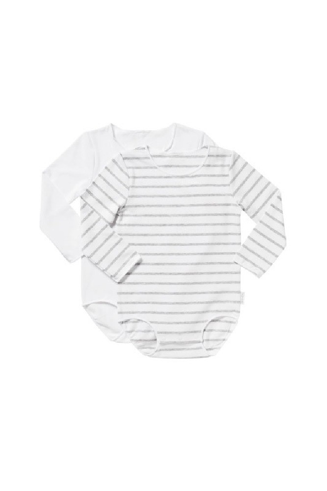 Bonds Wonderbodies Long Sleeve 2 Pack Grey/White Size 0