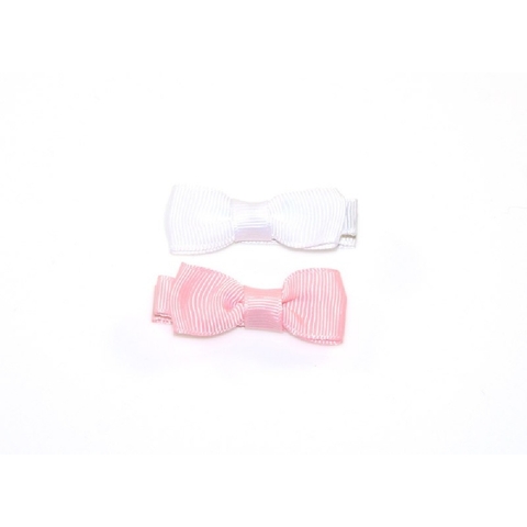 4Baby Grosgrain Small Bow Clips Pink/White image 0 Large Image