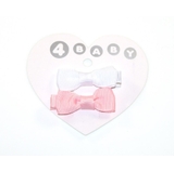 4Baby Grosgrain Small Bow Clips Pink/White image 1
