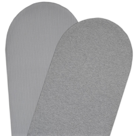 Living Textiles Jersey Moses/Pram Fitted Sheet Grey Stripe/Melange 2 Pack image 0 Large Image