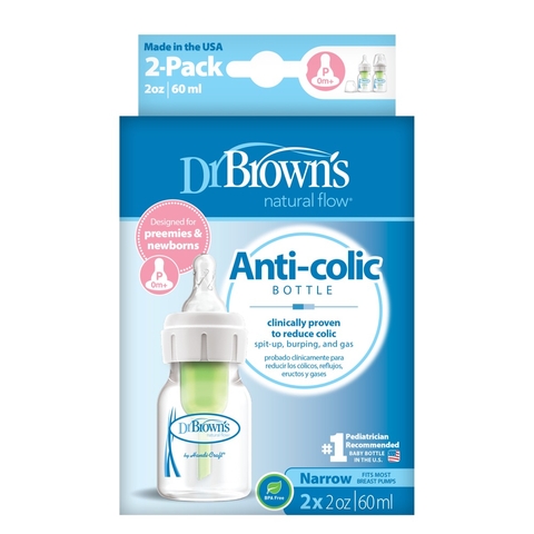 Dr Browns Options+ Narrow Neck - Anti Colic Bottle 60ML 2 Pack image 0 Large Image