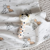 The Little Linen Company Muslin Wrap & Toy Orange Giraffe image 2