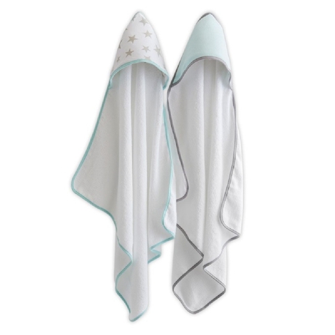 The Little Linen Company Hooded Towels Starlight Mint 2 Pack image 0 Large Image