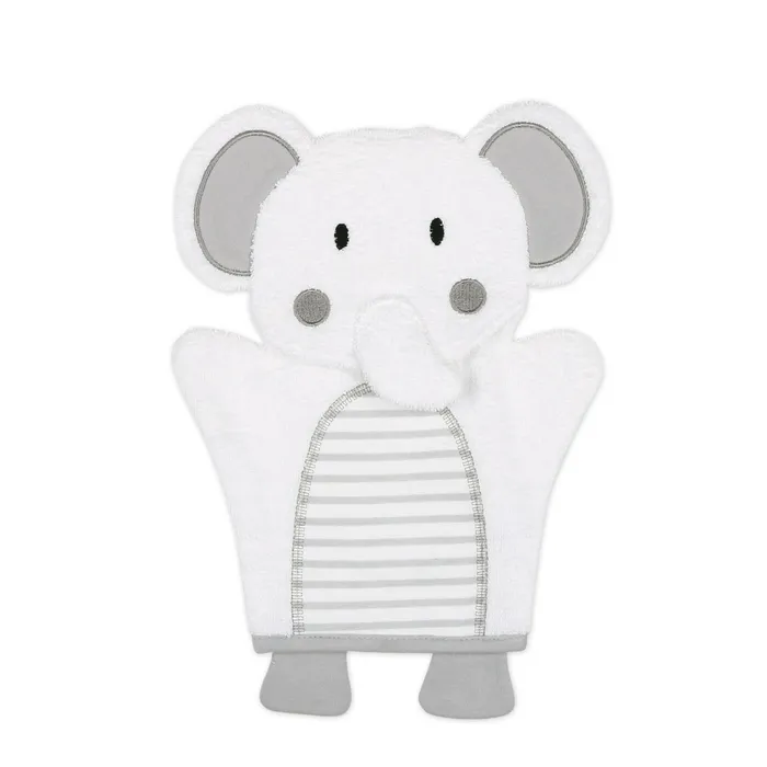 4Baby Hooded Towel & Wash Mitt Grey Elephant