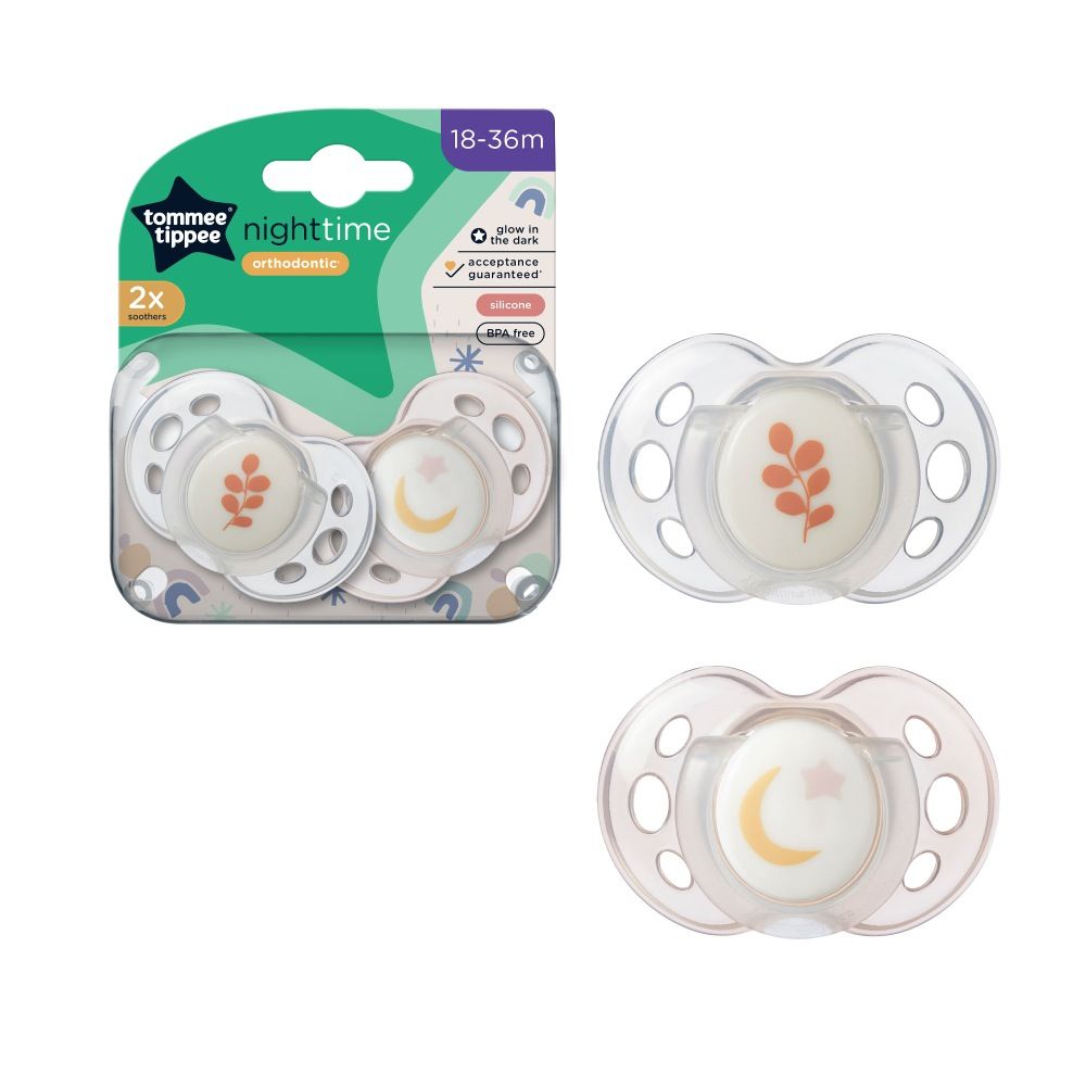 Tommee Tippee Night Time 2 Silicone Baby Dummies 18-36m au