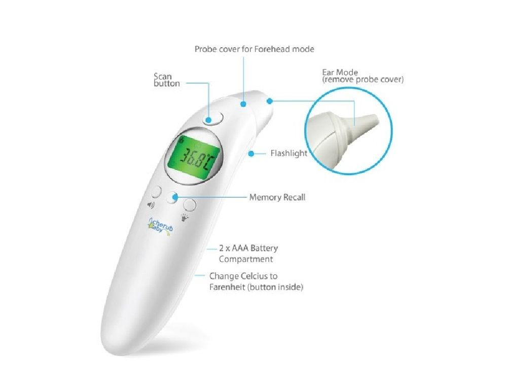 Cherub Baby Digital Ear & Forehead Thermometer 4in1 Thermometers