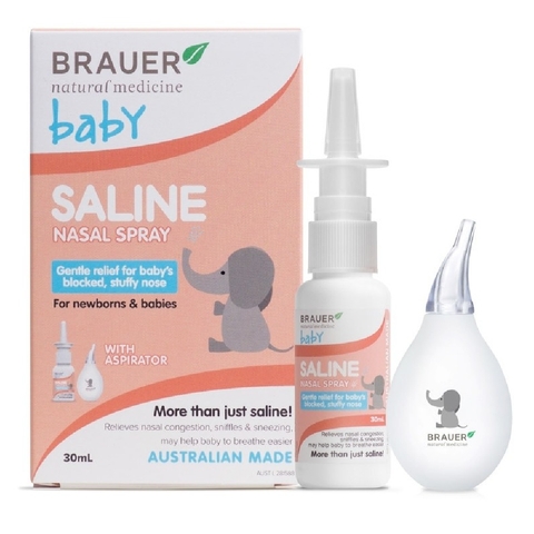 Brauer Baby Saline Nasal Spray 30ml With Aspirator image 0 Large Image