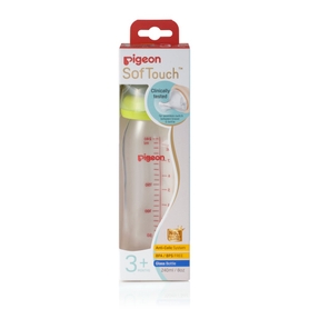 Pigeon Wide Neck Glass Bottle with SofTouch Peristaltic Plus Teat - 240ml