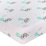 Living Textiles Elephant Cot Fitted Sheet Elephant Aqua image 0