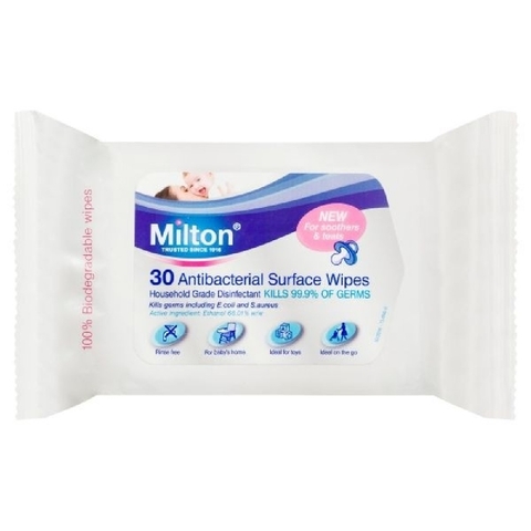 Milton Wipes Antibacterial Surface 30 Pack image 0 Large Image