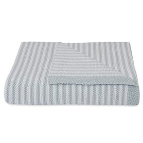 Living Textiles Knit Stripe Blanket Blue