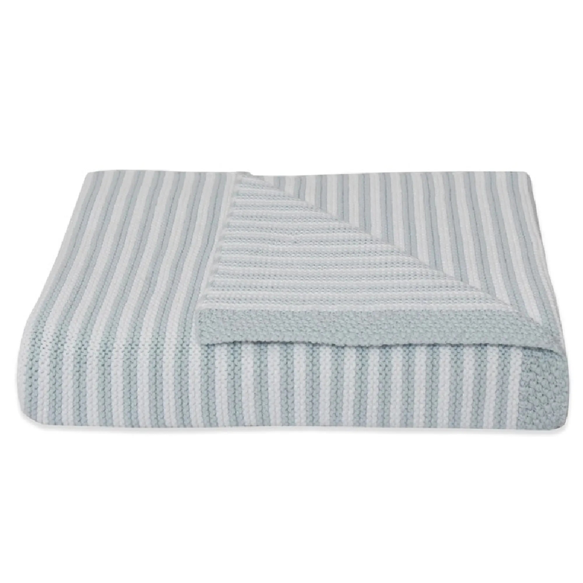 Living Textiles Striped Knit Blanket Blue