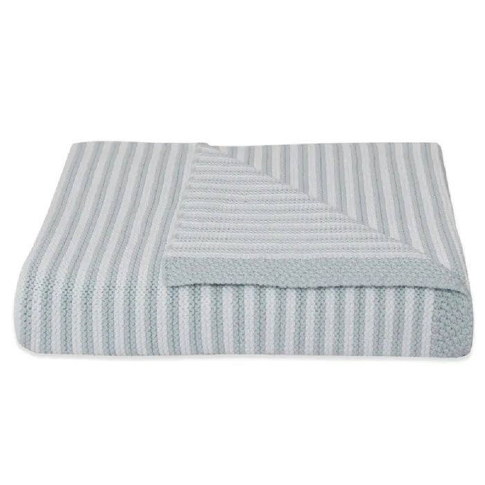Living Textiles Striped Knit Blanket Blue
