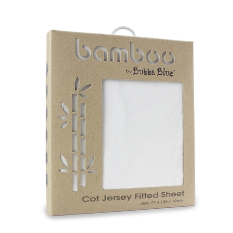 Bubba Blue Bamboo Jersey Cot Fitted Sheet White image 0 Large Image