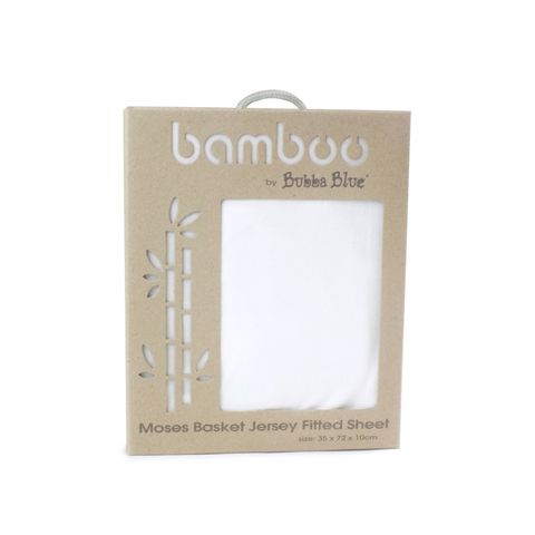 Bubba Blue Bamboo Jersey Moses Basket Fitted Sheet White image 0 Large Image