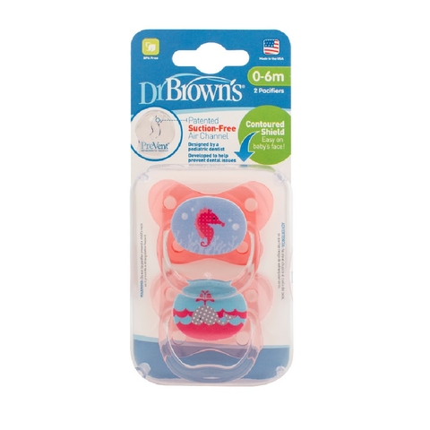 Dr Browns Soother Prevent Contoured Stage 1 0-6Mth+ Pink image 0 Large Image