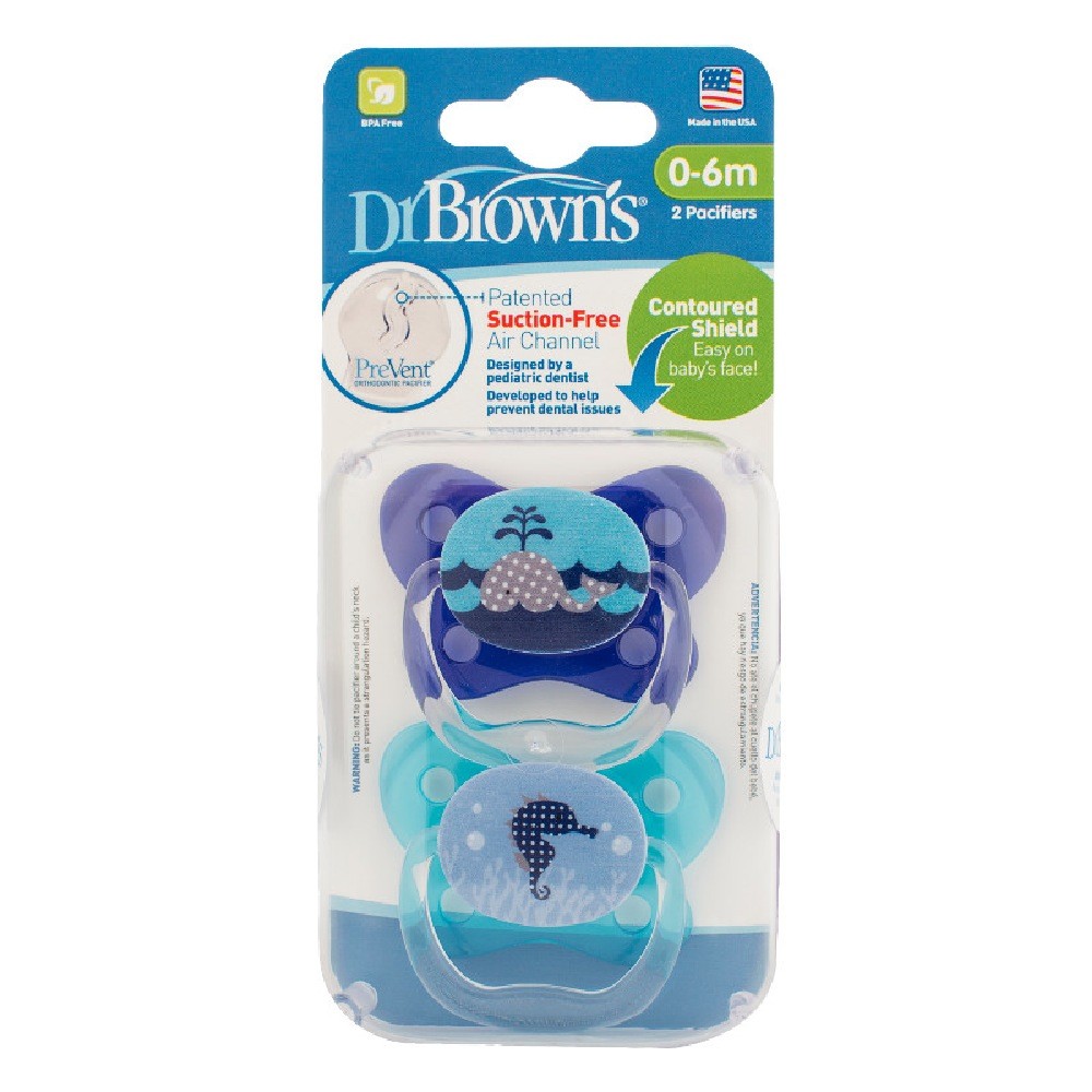 Dr Browns Soother Prevent Contoured Stage 0-6Mth+ Blue Baby