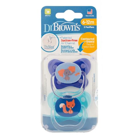 Dr Browns Soother Prevent Contoured Stage 2 6-12Mth+ Blue image 0 Large Image