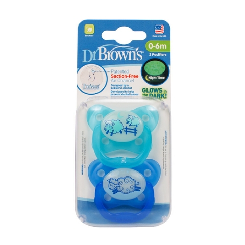 Dr Browns Soother Prevent Glow in the Dark Stage 1 0-6Mth+ Blue image 0 Large Image