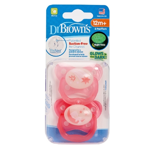 Dr Browns Soother Prevent Glow in the Dark Stage 3 12Mth+ Pink image 0 Large Image